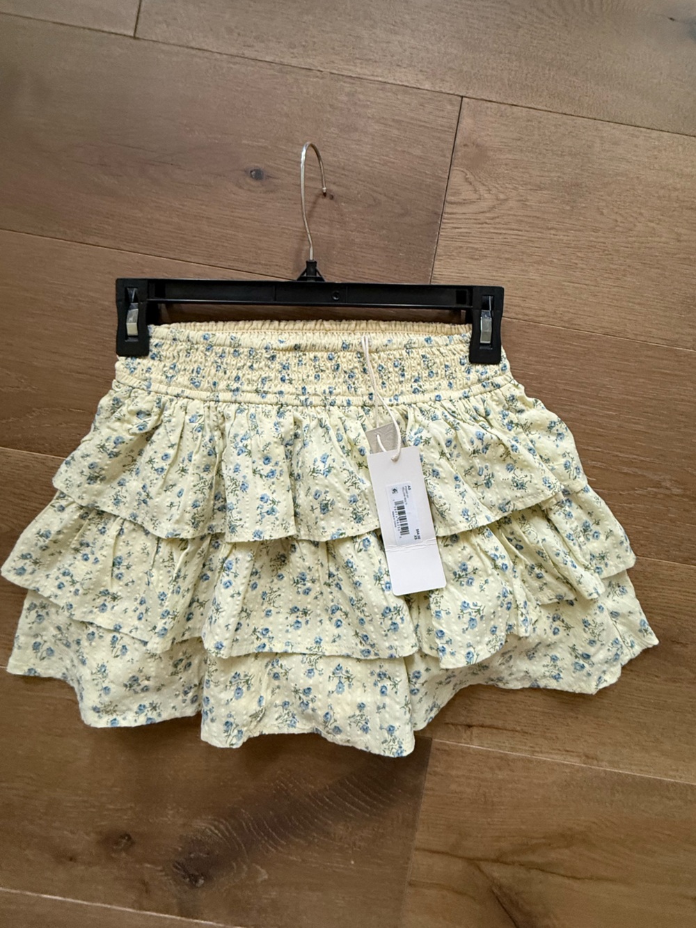 Altar’d State Yellow Floral Tiered Smocked Skirt